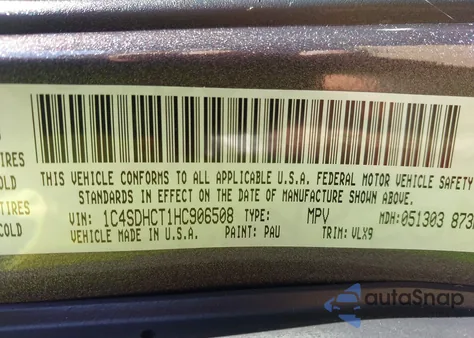 2017 Dodge Durango R/T Rwd из США, поврежденный, VIN 1C4SDHCT1HC906508